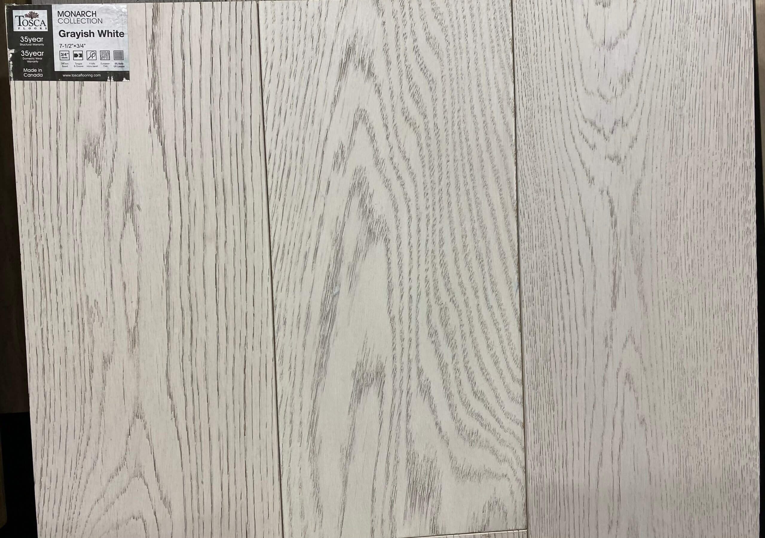 Tosca Engineered Flooring Monarch Collection Grayish White 7 -1/2″x 3/4″ mm