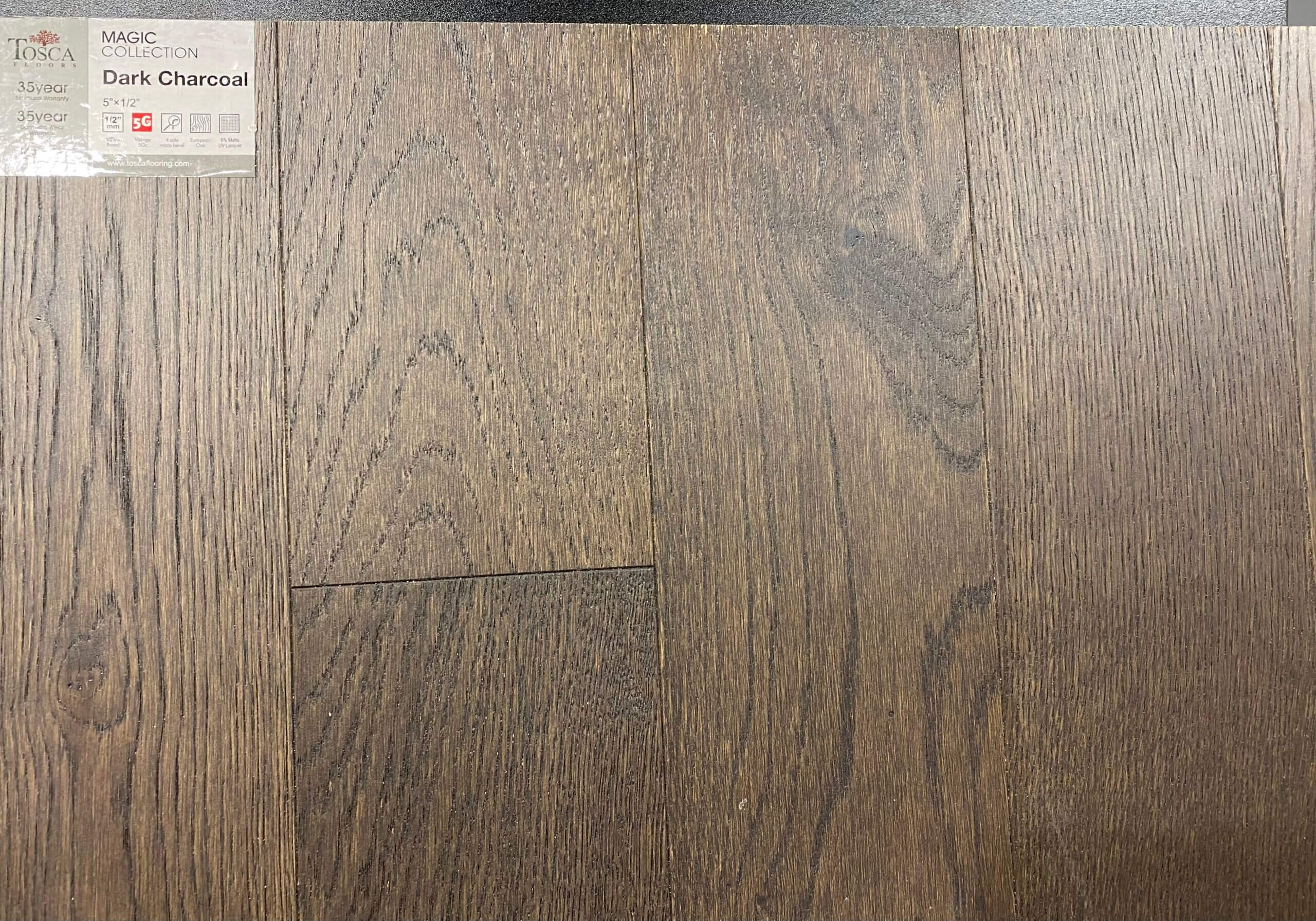Tosca Engineered Flooring Magic Collection Dark Charcoal 5″x1/2″ mm